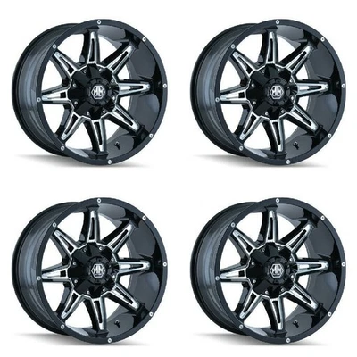 Комплект из 4 черных фрезерованных колес 20 дюймов Mayhem Rampage 20x9 5x5 5x5,5 0 мм для Jeep Dodge - Изображение 1 из 4
