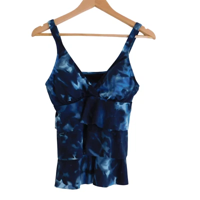 Camiseta Tankini Magicsuit Tie Dye Azul En Capas En Niveles Sujetador Integrado Talla 8 Foto 1 de 4