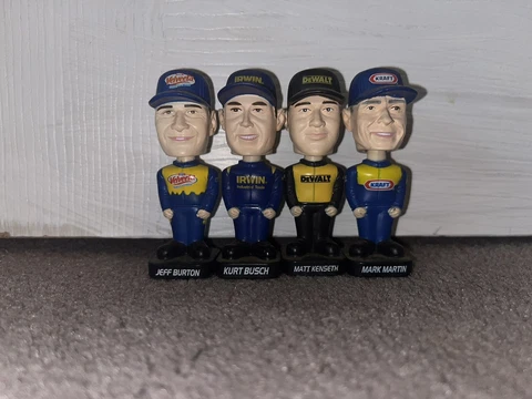 matt kenseth  mark martini Kurt Busch Jeff burton mini bobblehead no box used Cover