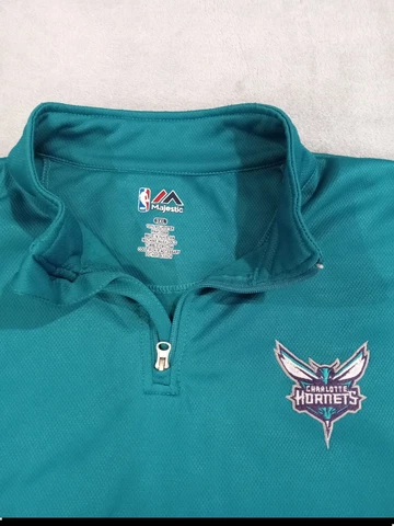 Mens Majestic NBA Charlotte Hornets 1/4 Zip Pullover Sweater 3XL Cover
