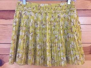 NWT American Eagle Women's Juniors Yellow Floral Sheer Lined Pleated Skirt Sz 4 - Picture 1 of 2