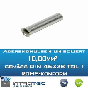 Terminales de Cable sin Aislamiento 10mm ² Longitud la Vaina 12,00 -25 ,00mm - Picture 1 of 4