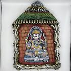 GANESH 3D WALL ART CLAY PICTURE HANGING HANDMADE INDIA CHROME HINDUISM 22” X 14”