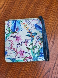 Anne Klein Colorful Watercolor Floral Wristlet Pouch Bag Goldtone Hardware - Picture 1 of 7