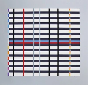 YAACOV AGAM Hommage du Mondrian (gray) 1975 HAND SIGNED Tribute LITHOGRAPH - Picture 1 of 4