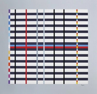 Litografía homenaje YAACOV AGAM Hommage du Mondrian (gris) 1975 firmada a mano Foto 1 de 4