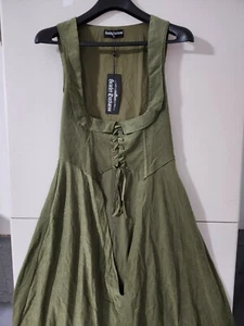 Scarlet Darkness Dress Women M GRN Maxi Flare Sleeveless Victorian Goth Open New - Picture 1 of 20
