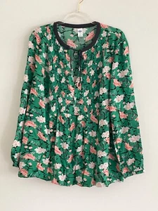 Old Navy Green Floral Peasant Blouse Size L - Picture 1 of 2
