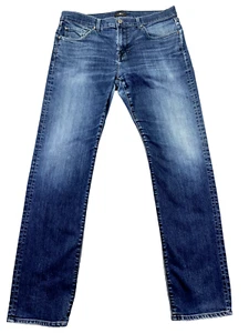 7 For All Mankind Mens Jeans Size 34 Denim Pants Straight Leg Dark Wash Fit 35" - Picture 1 of 13