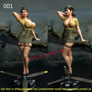 Army Pin Up Pilot Girl 1/12 1/8 1/6 1/4 unbemalt Modellbausatz ungebaut 2 Ver. - Bild 1 von 5