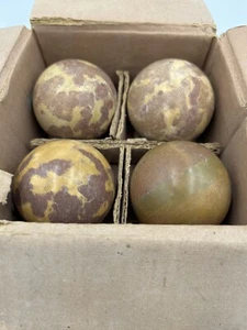 Vintage Unpolished Stone Marbled Orbs / Spheres / Balls Home Decor (Set of 4) - Picture 1 of 19
