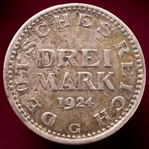 Germany 3 Mark 1924 G (K2609) - Picture 1 of 2