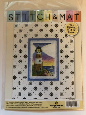 Design Works Stitch & Mat NAUTICAL Lighthouse Cross Stitch Kit w/ 8"x10" Mat  - Image 1 of 2