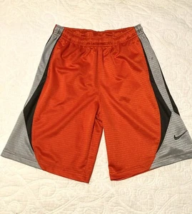 Nike Shorts Boys Large Orange red Black Gray Casual Sport Active Gym Basketball - Picture 1 of 6