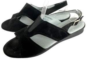 David Tate Black Nubuck Slingback Sandal with Stretch Gore Size 10.5W Beach Boho - Picture 1 of 9