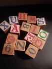 Lot of 15 Vintage Wooden Building Blocks - Alphabet - ABC's - Multi-color Cubes