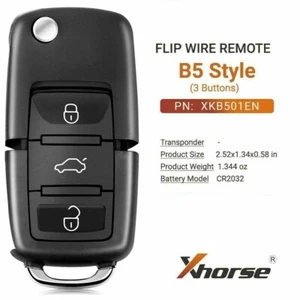 10pcs Xhorse XKB501EN Universal Wire Flip Remote Key B5 Style 3 Buttons - Imagen 1 de 8