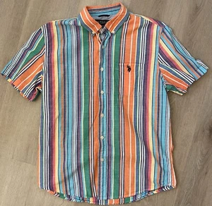 US Polo Association Short Sleeve Stripped Button Up Medium Style#11D248 - Picture 1 of 7