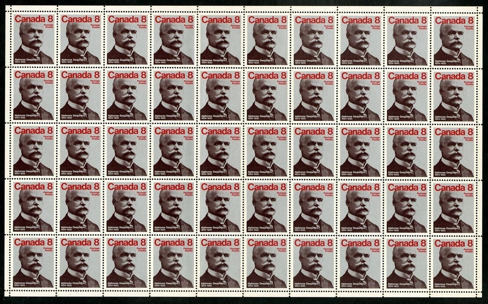Canada Stamps — Full Pane of 50 — 1975, Alphonse Desjardins #661 — MNH - Image 1 of 1