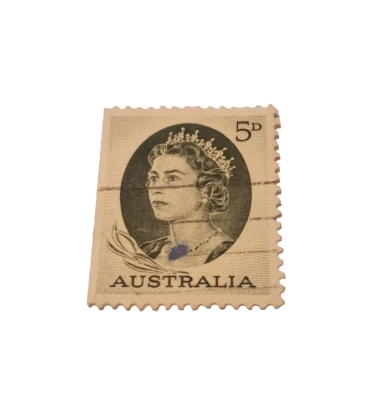 Sello postal australiano 5D reina Isabel II verde Foto 1 de 2