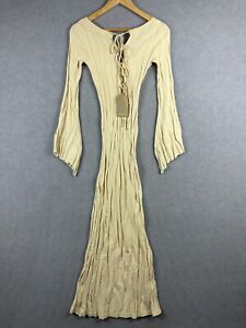 Meshki Dress Womens Extra Small Beige Brinley Maxi Knit Flared Sleeve BNWT