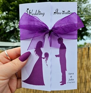 Personalised Silhouette Gatefold Wedding Day or Evening Invitations - Picture 1 of 31
