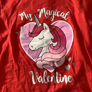 My Magical Valentines Day long sleeve Graphic T Shirt Girls 5T RED Unicorn NEW - Picture 1 of 4