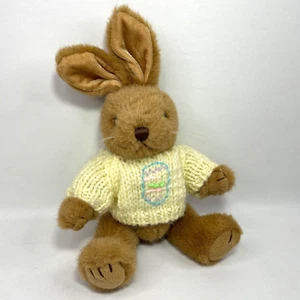 Suéter de peluche marrón 10 pulgadas de ganchillo amarillo conejo conejito piernas mover Pascua sin marca - Imagen 1 de 9