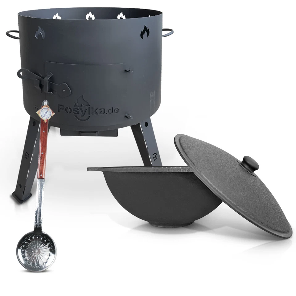 Gusseisen Kazan 22L Aluguss Deckel Utschak Feuerofen 49 Schaumlöffel казан - Bild 1 von 1
