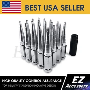 24 Twisted Spike Lug Nuts Chrome 14x1.5 | Dodge RAM 1500 12-on Cadillac Escalade - Picture 1 of 6