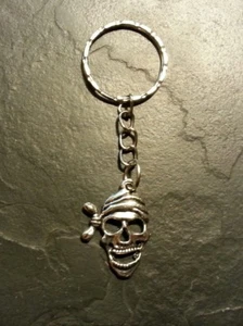 Skull Skeleton Pirate Jolly Roger Keychain Ring FOB Pendant Charm Gift Present  - Picture 1 of 2