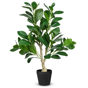 21.7" Artificial Peperomia Leaf Ficus Plant Faux Silk Potted Plants Indoor - Picture 1 of 7