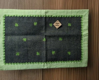 Shamrock St. Patrick’s Day Doormat 31×20.5" Indoor Green 100% Cotton Checkered  - Image 1 of 4