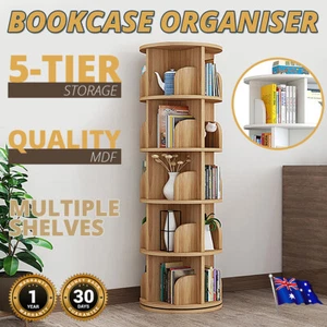 Avanta Shelf Bookcase Rotating 4&5 Tier Display Organiser 360 Degree Bookshelves - Picture 1 of 16