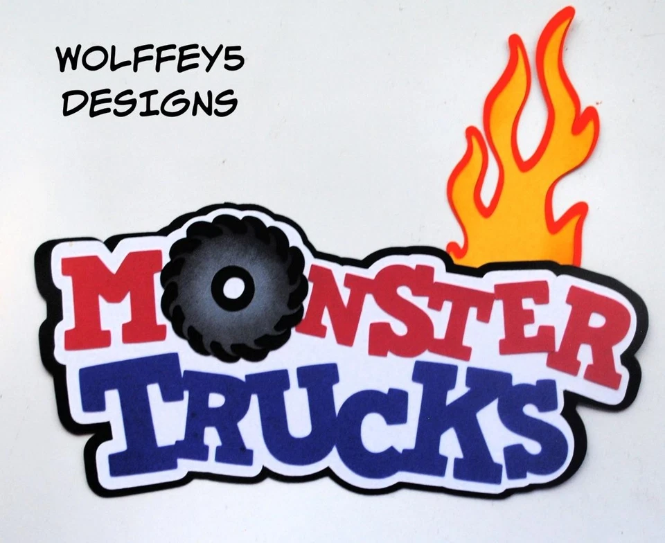 CRAFTECAFE MONSTER TRUCK BOY TITLE prefabricado papel piezas álbum de recortes PIEZA TROQUELADA Foto 1 de 1
