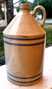 Vintage R.C.P. Co Blue Stripe Prohibition Era Moonshine Jug Akron Ohio - Picture 1 of 12