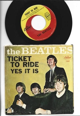 BRIT INVASION 45 W PICTURE SLEEVE -BEATLES - TICKET TO RIDE -HEAR -1965 CAPITOL Foto 1 de 2
