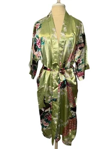 SAM WELL Collection Women Satin/Silk Robe in Elegant Peacock Design Medium - Picture 1 of 6