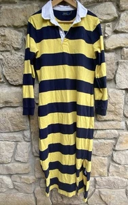 Vintage Ralph Lauren Polo Preppy Shirt Dress Womens Size XL Blue Yellow Striped - Picture 1 of 9