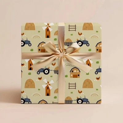 Farm Animal Wrapping Paper, Kids Birthday or Baby Shower Gift Roll - Image 1 of 4