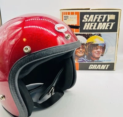 Casco de colección 1973 GRANT RG9 rojo metálico escamas cara abierta *Envío rápido Foto 1 de 4