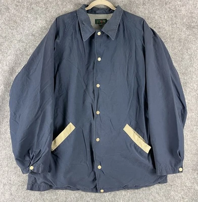 VTG J. Crew Oarsman Jacket Mens Large Blue Pocket Snap Lined Outdoor Relaxed 90s - Image 1 of 4