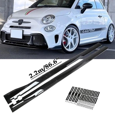 86.6''/2.2M Side+Skirt Extension Spoiler Rocker Panels Lip For Fiat Abarth 500 Foto 1 de 4