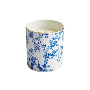 Sandalwood Scented Candle Ceramic Blue Geometric Floral Jar Home Gift - Picture 1 of 1
