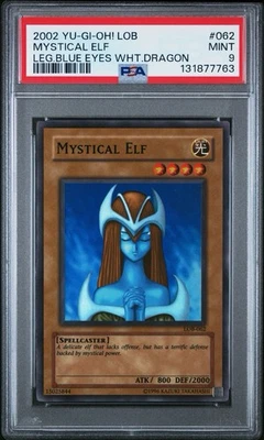 2002 Yu-Gi-Oh! Mystical Elf Legend of Blue Eyes LOB Unlimited Super Rare PSA 9 - Image 1 of 2