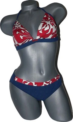 NUEVO CON ETIQUETAS MARYAN MEHLHORN Lidea azul denim rojo floral bikini traje de baño 10 C Alemania Foto 1 de 4