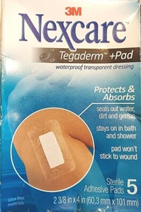 Nexcare Tegaderm +pad 2-3/8"X4" 5ct New Damaged Box - Picture 1 of 2