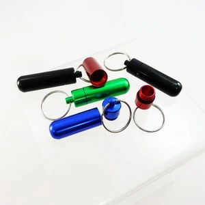 10x Aluminum Waterproof Pill Bottle Case Holder Box Container Capsule Keychain - Picture 1 of 3