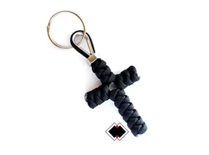 Portachiavi croce - 550 Paracord - Nero - Fatto a mano negli USA - Foto 1 di 2