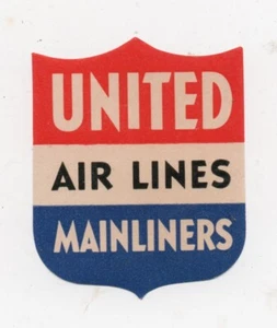 Etiqueta de equipaje vintage de United Airlines Mainliners - Imagen 1 de 1